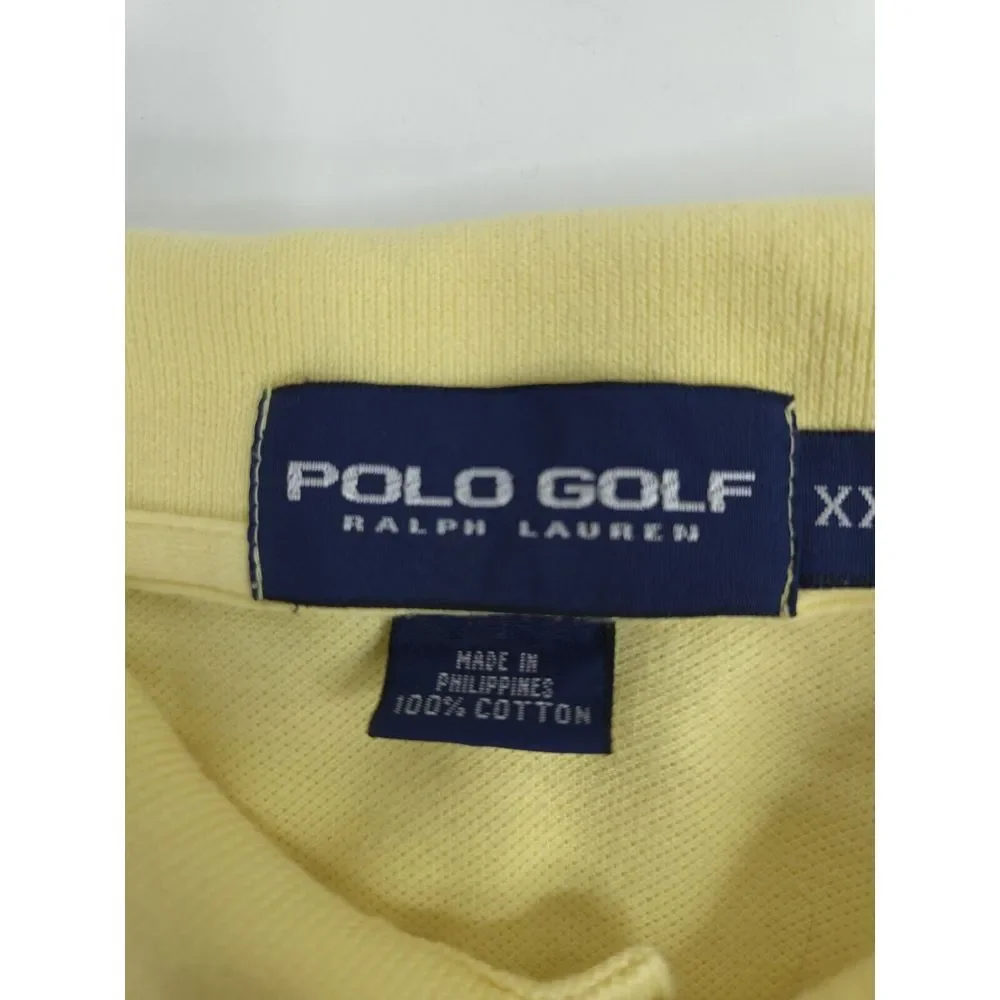 Vtg Polo Golf Shirt Mens 2XL‎ Yellow Blue Pony Short Sleeve Golf